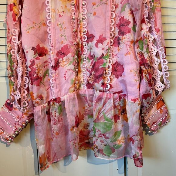 Threads and Motifs Blouse pink floral size M - Picture 2 of 11